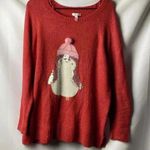 LC Lauren Conrad LAUREN CONRAD WO SIZE XL PETITE SOFT ROSE RED METALLIC THREAD SWEATER PENGUIN Photo 1