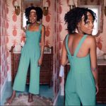 Gal Meets Glam Collection Nicole Sweetheart Square Neck Jumpsuit Green Wide Leg Photo 3