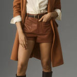 Maeve NWT Anthropologie  Colette Brown Faux Leather Shorts Minimalist Luxe Sz 26 Photo 0