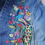 Baccini  Blue Denim Vest with Colorful Floral Embroidery Size L Photo 7