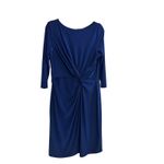 Ralph Lauren Lauren Womens 3/4 Sleeve Blue Twist Knot Dress Size 16 Polyester/El Photo 2