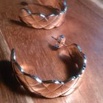 Diamond Cut Ion Plated Rose Gold Stainless Steel Half Hoop Earrings Photo 3