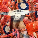 Umgee  Orange Multicolor Bohemian Peasant Bell Sleeves Mini Dress/Tunic Keyhole Photo 10