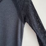 Lucky Brand  Waffle Knit Thermal Crochet Eyelet Lace Sleeves, Grey/Black, Med Photo 13