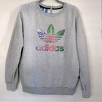 Adidas  Tropical Trefoil Heathered Grey Crewneck Sweatshirt Floral Logo Rare S Photo 0