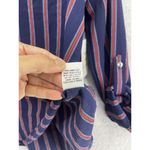 Workshop The  Women's Blouse Tunic Roll Tab Sleeve Blue Striped V Neck Sz Medium Photo 4