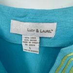 Lucy & Laurel  linen blouse large embroidered sleeveless tank top blue green Photo 5