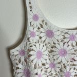 Daisy ladies crochet knit tank top size large XL cute festival fairy boho White Photo 3