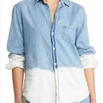 Frank & Eileen  Eileen Shirt Denim Chambray Dip Dye Blue White Size LG Classic Photo 0