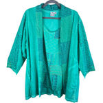 Parsley & Sage Sea Green Embroidered Tank 3/4 Sleeve Open Blouse Set Size 2X Photo 0