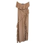 Know.One.Cares Strapless Ruffle Maxi Dress Nude High Slit Wedding Boho Fairy L Size L Photo 1