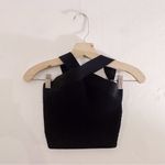 Aritzia Babaton Sculpt Knit Criss Cross Tank Top Cropped Black Ribbed Photo 1