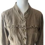 Xhilaration  Olive Green Corduroy Ruffle Trim Button Front Jacket Y2K Women's L Photo 1