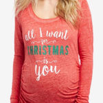 Motherhood Maternity  cute graphic red cozy soft festive Christmas shirt NWT XL Photo 0