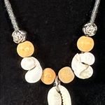 Flower Shell Necklace On Thin Rope Beach Hawaiian Bohemian Necklace 16” Tan Photo 3