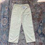 Mango NWT 328 Bonnie Straight Leg Jeans with Buttons Cropped High Rise Cream 6 Photo 5