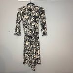 Diane Von Furstenberg  Vintage DVF Wrap Dress Silk Floral Black Cream Size 8 Photo 5