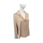 Crescent  Tan Blouse Women's Large Style CT7113 Lightweight Satin Look Top Photo 6