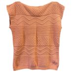 VINTAGE knit Pink Knitted Lightweight Sweater Vest chevron pointelle, Size M Size M Photo 3