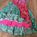 Saloni Aggie Silk Ruffled Floral Midi Dress Asymmetrical Pink Red Teal Green 8 Photo 12
