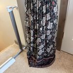 Garnet Hill Dark Floral Sleeveless Maxi Dress Cinch Waist Faux Wrap Top Scoop L Photo 1