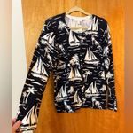 Charter Club  Cardigan Sweater Nautical Sailboat Palm Tree Beach Travel NWT Large Photo 1
