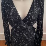 Privacy Please Revolve Wrap Black Polka Dot Ruffle Long Sleeve Mini Dress, size S Photo 0