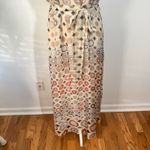 Glam  Dress Women L Cream Geometric Halter 100% Silk Scarf Maxi Vintage Y2K Party Photo 4