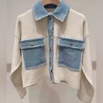 Nanette Lepore Ecru & Light Denim Cropped Jacket | Size M | Photo 0