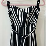 H&M Black & White Striped Cropped Strapless Jumpsuit with Belt, Size 6 Photo 2