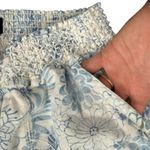 Beau Dawson Blue White Floral Linen Blend Wide Leg Tie Front Pants size L 10 Photo 9
