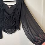 BCBGeneration BCBGgeneration Black Silver Long Sleeve Crop Top Photo 5