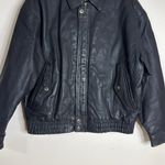 st. john's bay Vtg St. John bay leather Black bomber zip up Jacket oversized large utility Photo 4