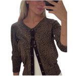 Michael Kors Silk Cardigan Sweater Leopard Print Long Sleeve Women's Size Large Photo 0