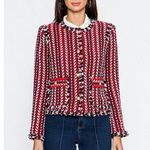 VICI Waltham Red Tweed Jacket Medium Gold Buttons Preppy Chic Pockets Photo 8