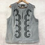 Bob Mackie  Wearable Art Fleece Vest Womens Large Artsy Embroidered Feminine Photo 0