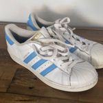 Adidas  Women’s White Light Blue Shell Toe Superstar Sneakers Shoes Sz 6 Photo 1