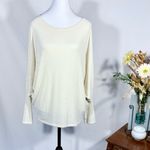 Andree by Unit  Cream Batwing Sleeve Slub Textured Top Sz Large 💚 Photo 8