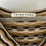 Trina Turk Mock Wrap Merino Wool Sweater Belted Multi Color Geometric Dress L Photo 5