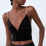 ZARA  Black Velvet Chain Straps Top Photo 0