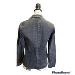 Casual Corner Blazer Denim Jean Jacket Blue Size 4 Embellished Bling vintage Photo 2