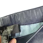 St. John NWT  100% Leather Straight Leg Pull On Pants Navy Blue K81EW01 Size 16 Photo 4