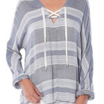 Rails Lily Athens Stripe Tie Front Shirt Women's Medium Blue White Casual Boho Photo 0