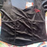 Women's Johnny Blaze Flames Vintage Dead Stock Stretch Velour Crop Top Black L Size L Photo 5