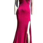 Jovani  Shimmer Tassel Tie Open Back High Leg Slit Gown Pink Size 0 NWT Photo 0
