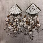 Vintage Handmade Beaded Earrings Bohemian Beach Hippie Boho White Gold Photo 0