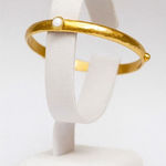 90s Vintage Womens Gold Tone White Studded Bangle Bracelet Minimalist Chic Y2K Photo 0