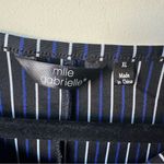 Mlle Gabrielle  Size XL Dress Black Blue White Striped Tie Front Keyhole Neck Photo 1