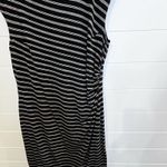 Ann Taylor LOFT  Striped Dress Women Sz LP Sleeveless Lined Black Grey Stripe Photo 7