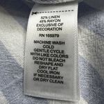 cupio   Women's Medium Blue Striped V Neck Button Up Front Pocket Linen Blend Top Photo 13